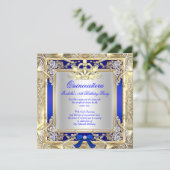Princess Quinceanera Gold Royal Blue Silver 2 Invitation (Standing Front)