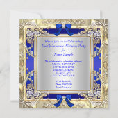 Princess Quinceanera Gold Royal Blue Silver 2 Invitation (Back)