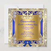 Princess Quinceanera Gold Royal Blue Silver Party Invitation (Front)