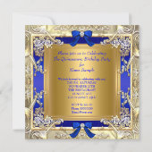 Princess Quinceanera Gold Royal Blue Silver Party Invitation (Back)