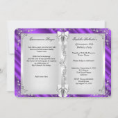 Princess Quinceanera Magical Purple Silver Photo Invitation (Back)