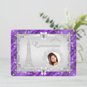 Princess Quinceanera Magical Purple Silver Photo Invitation (Standing Front)