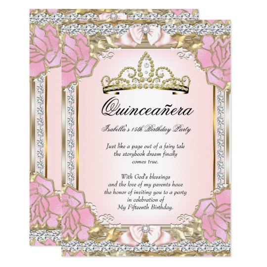 Princess Quinceanera Pink Gold 15th Birthday 2 Invitation | Zazzle.com