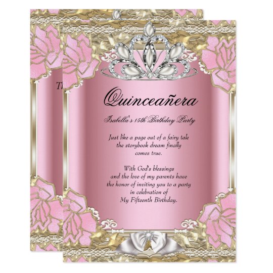 Princess Quinceanera Pink Gold 15th Birthday Party Card | Zazzle.com