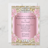 Princess Quinceanera Pink Gold 15th Birthday Party Invitation (Back)