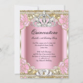 Princess Quinceanera Pink Gold 15th Birthday Party Invitation (Front)
