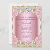 Princess Quinceanera Pink Pearl Birthday Party Invitation (Back)