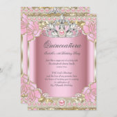 Princess Quinceanera Pink Pearl Birthday Party Invitation (Front/Back)