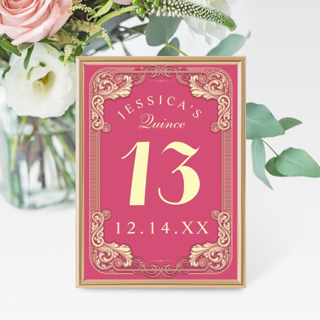 Princess Quinceanera Pink Table Number (Creator Uploaded)