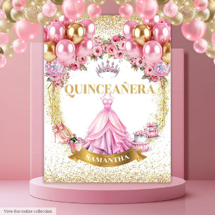 Princess Quinceañera Tapestry Gold Tiara Glam