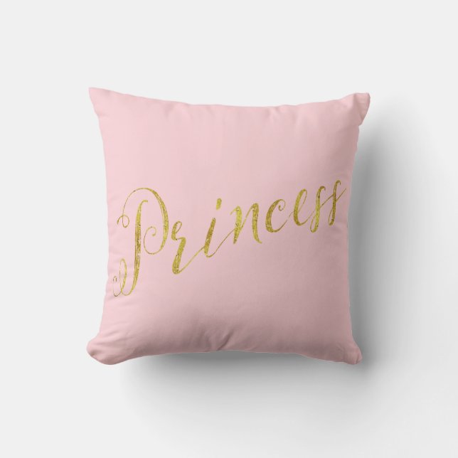 Princess Quote Faux Gold Foil Glitter Background Throw Pillow (Front)