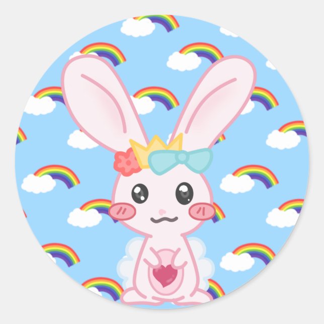 Princess Rainbow Classic Round Sticker (Front)