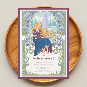 Princess Rapunzel Floral Art Nouveau Birthday Invitation