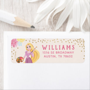 Princess Rapunzel   Floral Gold Confetti Label