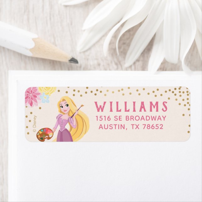 Princess Rapunzel | Floral Gold Confetti Label (Insitu)
