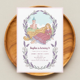 Princess Rapunzel Floral Lavender Birthday Invitation