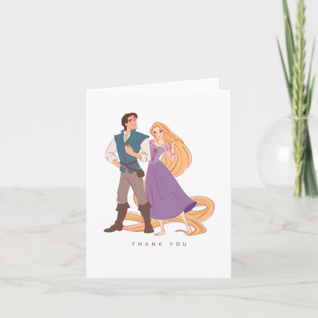 Princess Rapunzel & Flynn Wedding Letterpress Thank You Card (Front)
