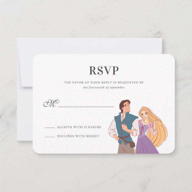 Princess Rapunzel & Flynn Wedding RSVP Card (Front)
