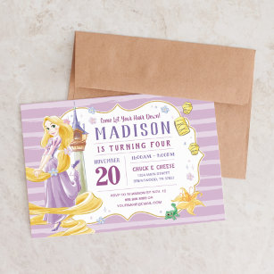 Princess Rapunzel   Watercolor Birthday Invitation