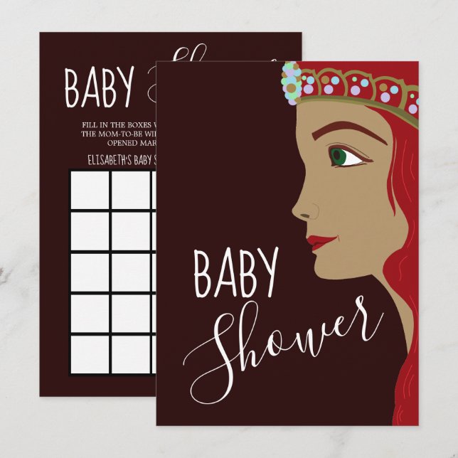 Princess Red Baby Shower Bingo Invitation (Front/Back)