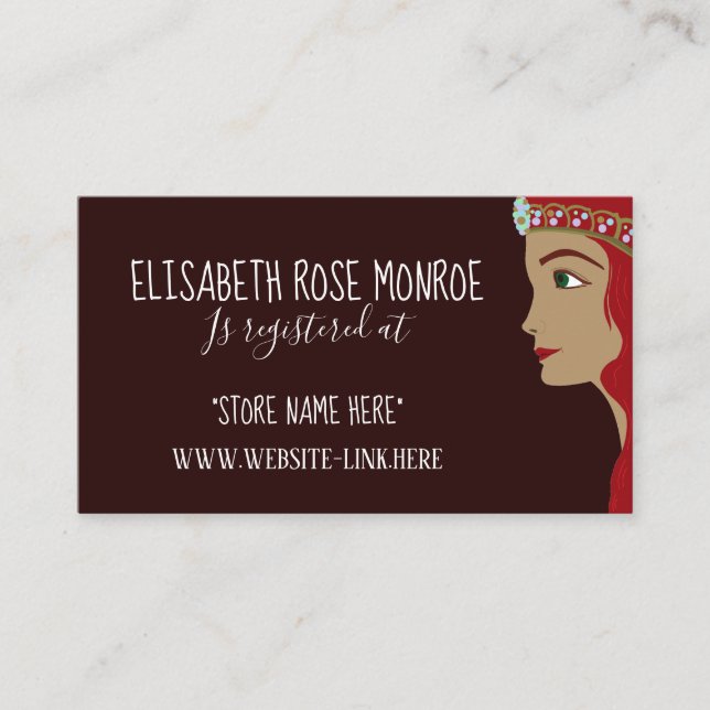 Princess Red Baby Shower Gift Registry Enclosure Card (Front)