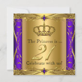 Princess Regal Purple Gold 21st Birthday Party Invitation (Front)