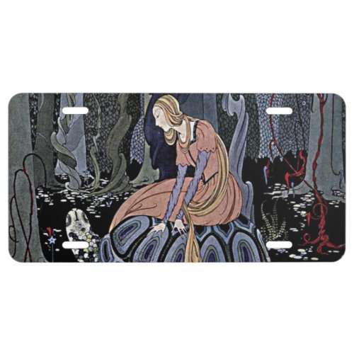 Princess Rides a Turtle Enchanted Magic Witch Art License Plate