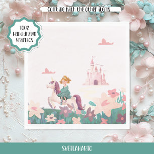 Princess Riding Unicorn Paper Napkins