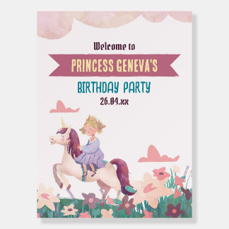 Princess Riding Unicorn Welcome Sign Foam Boards