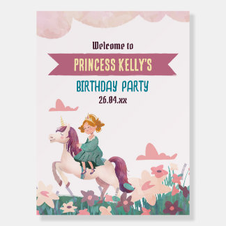 Princess Riding Unicorn Welcome Sign Foam Boards