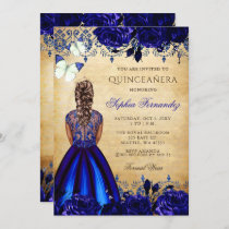 Princess Royal Blue Butterfly Quinceañera  Invitation