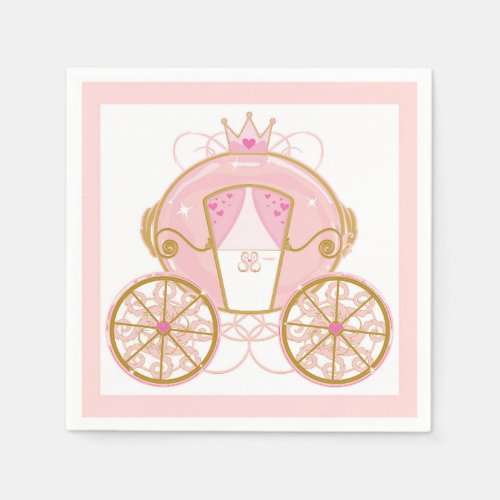 Princess Royal Carriage Pink  Gold Birthday Party Napkins