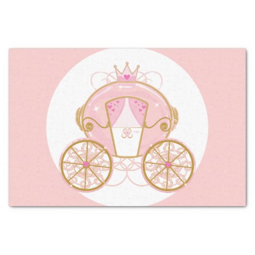 Princess Royal Carriage Pink  Gold Birthday Party Tissue Paper