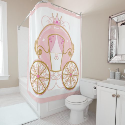 Princess Royal Carriage Pink  Gold  Shower Curtain