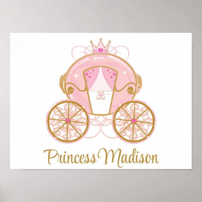 Princess Royal Carriage Pink & Gold Wall Art  (Front)