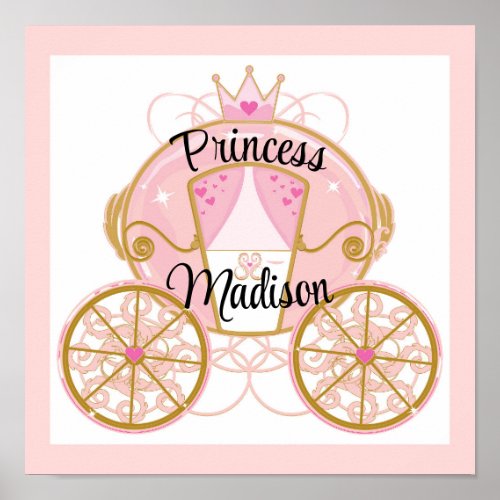 Princess Royal Carriage Pink  Gold Wall Art 