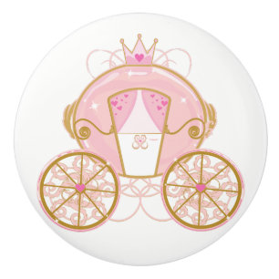 Princess Royal Carriage Pink & Gold Wall Art Ceramic Knob