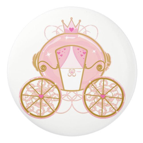 Princess Royal Carriage Pink  Gold Wall Art  Ceramic Knob
