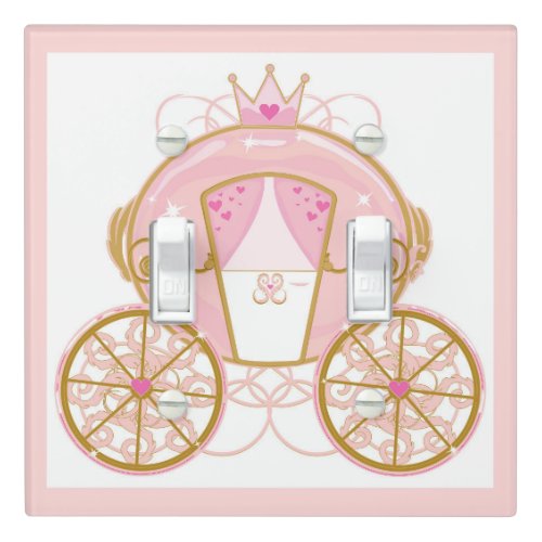 Princess Royal Carriage Pink  Gold Wall Art  Light Switch Cover