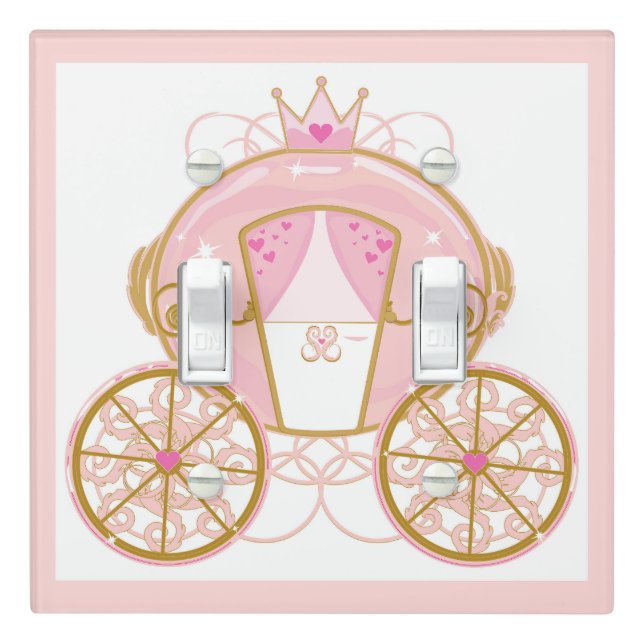 Princess Royal Carriage Pink & Gold Wall Art  Light Switch Cover (In Situ)