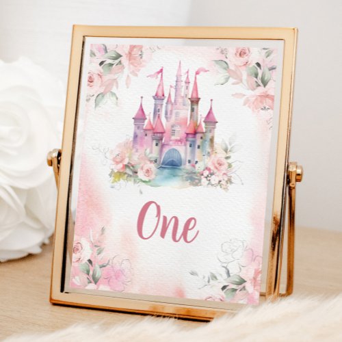 Princess Royal Castle 5th Birthday Table Number Poster