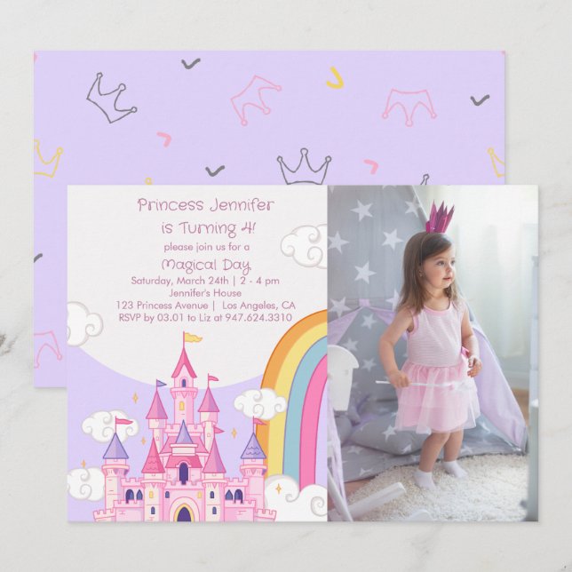 Princess Royal Castle Birthday Party Invitation (Front/Back)