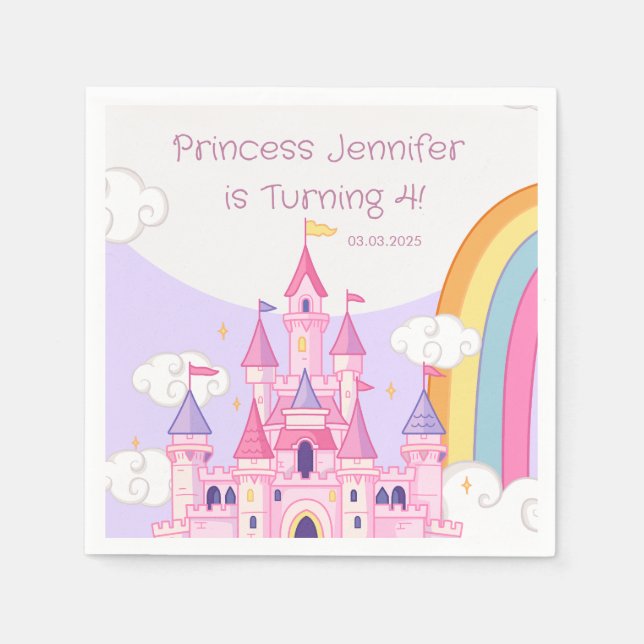 Princess Royal Castle Birthday Party  Napkins (Front)