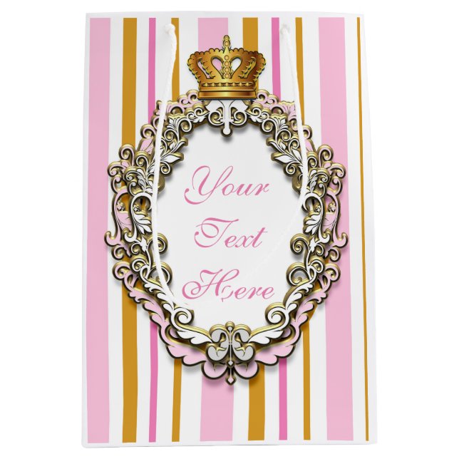 Princess Royal Crown Pink & Gold Personalized Bag (Front)