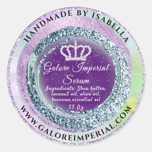 Princess Royal Diamond Crown Royal Blue Purple Classic Round Sticker