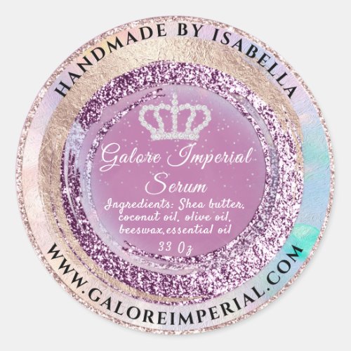 Princess Royal Diamond Crown Royal Pink Powder Classic Round Sticker