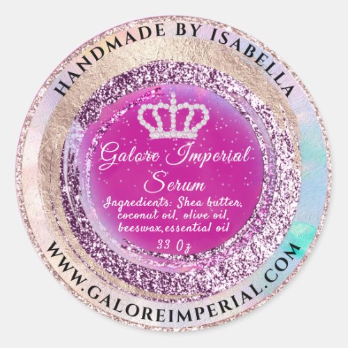 Princess Royal Diamond Crown Royal Pink Rose Classic Round Sticker