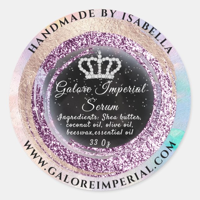 Princess Royal Diamond Crown Royal Rose Black Classic Round Sticker (Front)