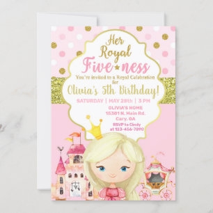 Princess royal fiveness girl birthday invitation. invitation