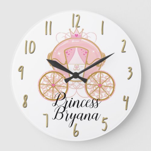 Princess Royal Pink  Gold Carriage Wall Art   Large Clock